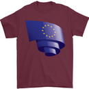Curled EU Flag European Union Flag Football Mens T-Shirt 100% Cotton Maroon