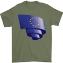 Curled EU Flag European Union Flag Football Mens T-Shirt 100% Cotton Military Green