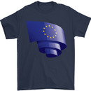 Curled EU Flag European Union Flag Football Mens T-Shirt 100% Cotton Navy Blue