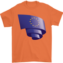 Curled EU Flag European Union Flag Football Mens T-Shirt 100% Cotton Orange
