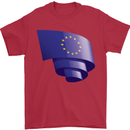 Curled EU Flag European Union Flag Football Mens T-Shirt 100% Cotton Red