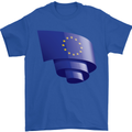 Curled EU Flag European Union Flag Football Mens T-Shirt 100% Cotton Royal Blue