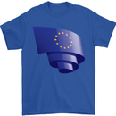 Curled EU Flag European Union Flag Football Mens T-Shirt 100% Cotton Royal Blue
