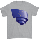 Curled EU Flag European Union Flag Football Mens T-Shirt 100% Cotton Sports Grey