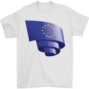 Curled EU Flag European Union Flag Football Mens T-Shirt 100% Cotton White