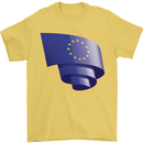 Curled EU Flag European Union Flag Football Mens T-Shirt 100% Cotton Yellow