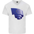 Curled EU Flag European Union Flag Football Mens V-Neck Cotton T-Shirt White