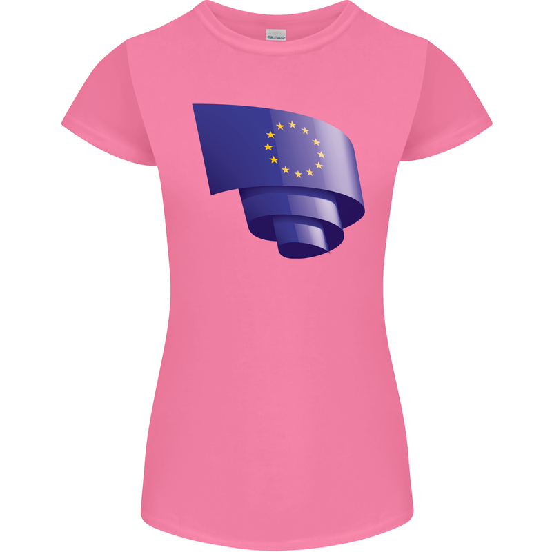 Curled EU Flag European Union Flag Football Womens Petite Cut T-Shirt Azalea