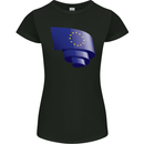 Curled EU Flag European Union Flag Football Womens Petite Cut T-Shirt Black