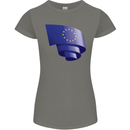 Curled EU Flag European Union Flag Football Womens Petite Cut T-Shirt Charcoal