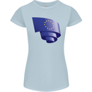 Curled EU Flag European Union Flag Football Womens Petite Cut T-Shirt Light Blue