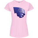Curled EU Flag European Union Flag Football Womens Petite Cut T-Shirt Light Pink