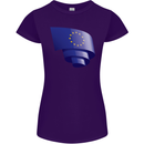 Curled EU Flag European Union Flag Football Womens Petite Cut T-Shirt Purple