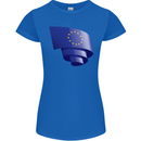 Curled EU Flag European Union Flag Football Womens Petite Cut T-Shirt Royal Blue