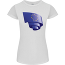 Curled EU Flag European Union Flag Football Womens Petite Cut T-Shirt White