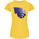 Curled EU Flag European Union Flag Football Womens Petite Cut T-Shirt Yellow