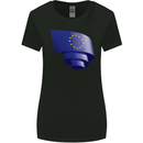 Curled EU Flag European Union Flag Football Womens Wider Cut T-Shirt Black