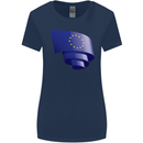 Curled EU Flag European Union Flag Football Womens Wider Cut T-Shirt Navy Blue