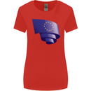 Curled EU Flag European Union Flag Football Womens Wider Cut T-Shirt Red