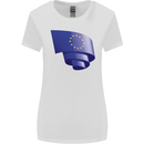 Curled EU Flag European Union Flag Football Womens Wider Cut T-Shirt White