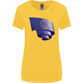 Curled EU Flag European Union Flag Football Womens Wider Cut T-Shirt Yellow