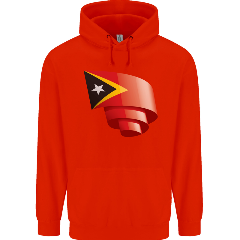 Curled East Timor Flag Day Football Childrens Kids Hoodie Bright Red