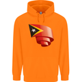 Curled East Timor Flag Day Football Childrens Kids Hoodie Orange