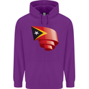 Curled East Timor Flag Day Football Childrens Kids Hoodie Purple