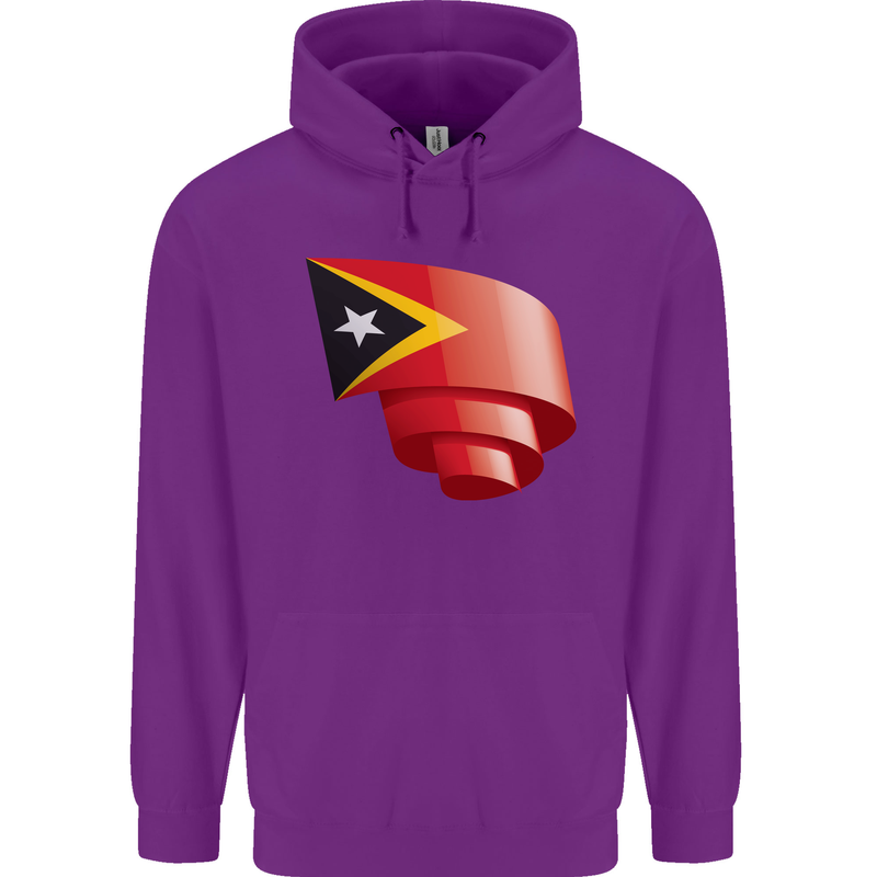 Curled East Timor Flag Day Football Childrens Kids Hoodie Purple