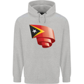 Curled East Timor Flag Day Football Childrens Kids Hoodie Sports Grey