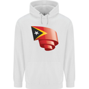 Curled East Timor Flag Day Football Childrens Kids Hoodie White