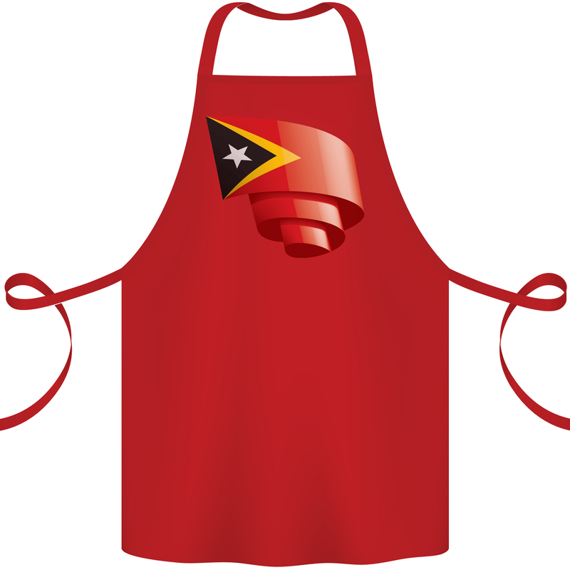 Curled East Timor Flag Day Football Cotton Apron 100% Organic Red