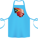 Curled East Timor Flag Day Football Cotton Apron 100% Organic Turquoise