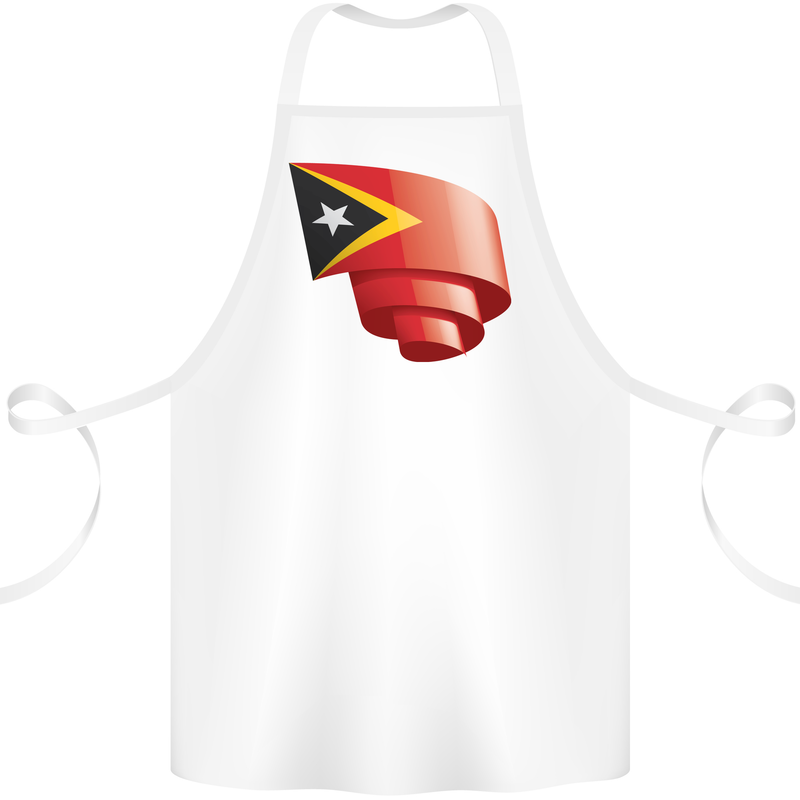 Curled East Timor Flag Day Football Cotton Apron 100% Organic White