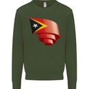 Curled East Timor Flag Day Football Kids Sweatshirt Jumper Forest Green
