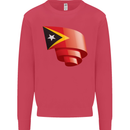 Curled East Timor Flag Day Football Kids Sweatshirt Jumper Heliconia