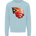 Curled East Timor Flag Day Football Kids Sweatshirt Jumper Light Blue