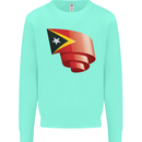 Curled East Timor Flag Day Football Kids Sweatshirt Jumper Peppermint