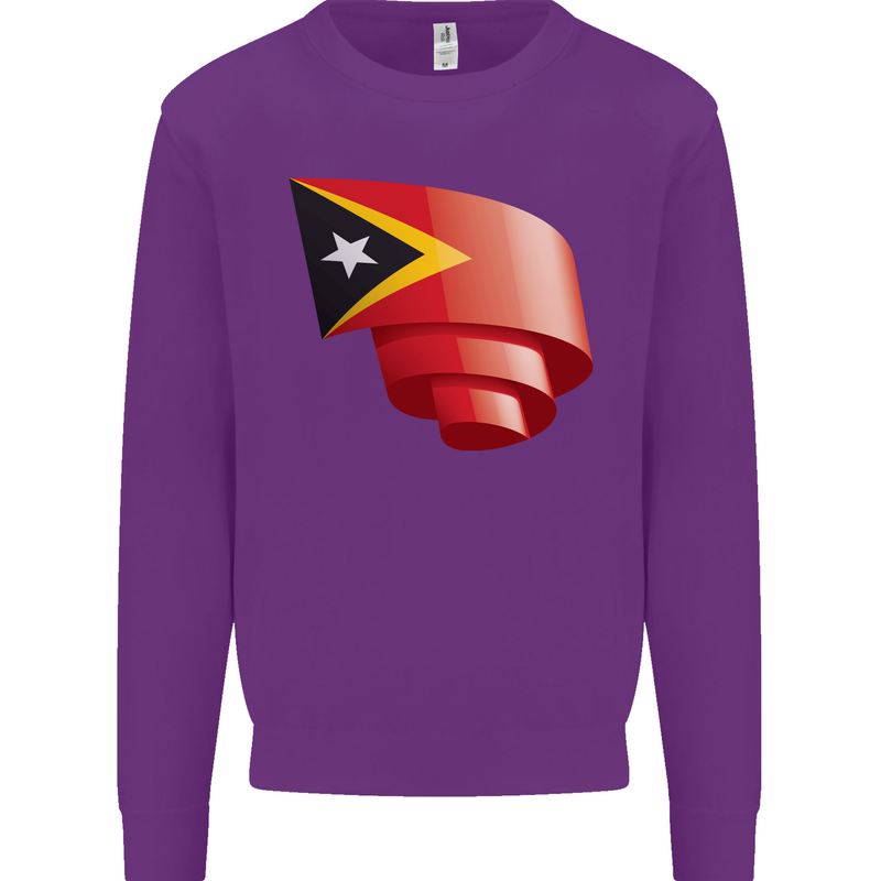 Curled East Timor Flag Day Football Kids Sweatshirt Jumper Purple