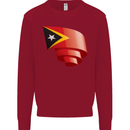 Curled East Timor Flag Day Football Kids Sweatshirt Jumper Red