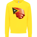 Curled East Timor Flag Day Football Kids Sweatshirt Jumper Yellow