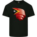 Curled East Timor Flag Day Football Kids T-Shirt Childrens Black