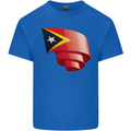 Curled East Timor Flag Day Football Kids T-Shirt Childrens Royal Blue
