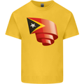 Curled East Timor Flag Day Football Kids T-Shirt Childrens Yellow