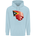 Curled East Timor Flag Day Football Mens 80% Cotton Hoodie Light Blue