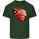 Curled East Timor Flag Day Football Mens Cotton T-Shirt Tee Top Forest Green