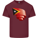 Curled East Timor Flag Day Football Mens Cotton T-Shirt Tee Top Maroon
