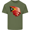 Curled East Timor Flag Day Football Mens Cotton T-Shirt Tee Top Military Green