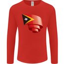 Curled East Timor Flag Day Football Mens Long Sleeve T-Shirt Red
