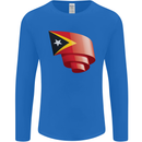 Curled East Timor Flag Day Football Mens Long Sleeve T-Shirt Royal Blue